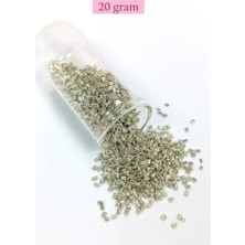 İlk El Grup Kesme Cam Boncuk 2mm - 20 Gram - Parlak Gümüş -BNC328
