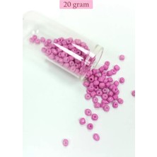 İlk El Grup Dökme Cam Kum Boncuk Büyük Boy (6/0) 4 mm - 20 Gram - Koyu Pembe - BNC091