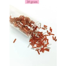 İlk El Grup Uzun Boru Kesme Boncuk Çap 2mm Uzunluk 10 mm - 20 Gram - Kahverengi Gümüş - BNC262