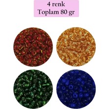 İlk El Grup Dökme Cam Kum Boncuk (8/0) 3 mm - 4 Renk - Toplam 80 Gram - BNC424