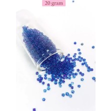 İlk El Grup Dökme Cam Kum Boncuk (8/0) 3 mm - 20 Gram - Şeffaf Koyu Mavi - BNC161