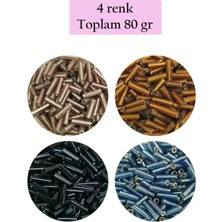 İlk El Grup Uzun Boru Kesme Boncuk Çap 2mm Uzunluk 10 mm - 4 Renk - Toplam 80 Gram - BNC426