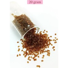 İlk El Grup Kesme Cam Boncuk 2mm - 20 Gram - Şeffaf Açık Kahve -BNC343