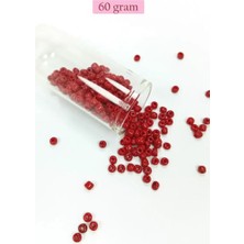 İlk El Grup Dökme Cam Kum Boncuk Büyük Boy (6/0) 4 mm - 60 Gram - Koyu Kırmızı - BNC110