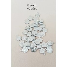 İlk El Grup Oya Abiye Bileklik Kolye Pleksi Metalik Plastik Pul Gümüş Renk 8 Gram 40 Adet - BNC524