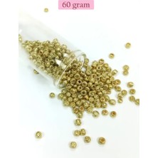 İlk El Grup Dökme Cam Kum Boncuk Büyük Boy (6/0) 4 mm - 60 Gram - Altın - BNC129