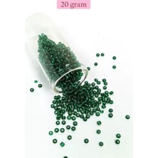 İlk El Grup Dökme Cam Kum Boncuk (8/0) 3 mm - 20 Gram - Koyu Yeşil - BNC146