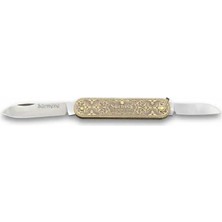 İlk El Grup 61804 Pirinç Işlemeli Sürmene Çakısı 5,5 / 3,5 cm - Çift Bıçaklı