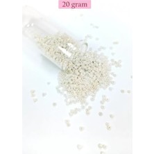 İlk El Grup Dökme Cam Kum Boncuk (11/0) 2 mm - 20 Gram -  Parlak Beyaz - BNC030