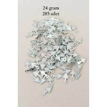 İlk El Grup Oya Abiye Bileklik Kolye Pleksi Metalik Plastik Pul Gümüş Renk 24 Gram 285 Adet - BNC565
