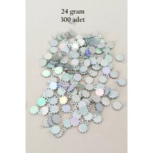 İlk El Grup Oya Abiye Bileklik Kolye Pleksi Metalik Plastik Pul Gümüş Renk 24 Gram 300 Adet - BNC578