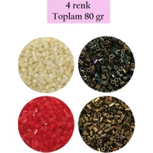 İlk El Grup Kesme Cam Boncuk 2mm - 4 Renk - Toplam 80 Gram - BNC444