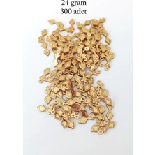 İlk El Grup Oya Abiye Bileklik Kolye Pleksi Metalik Plastik Pul Altın Renk 24 Gram 300 Adet - BNC536