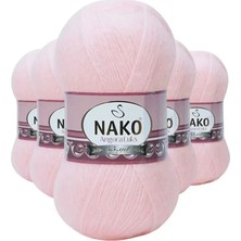 İlk El Grup 5 Adet Angora Lüks El Örgü Ipi Pembe 11502