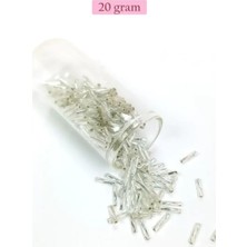 İlk El Grup Uzun Boru Kesme Boncuk Çap 2mm Uzunluk 10 mm - 20 Gram - Parlak Gümüş - BNC257