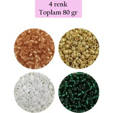 İlk El Grup Dökme Cam Kum Boncuk (8/0) 3 mm - 4 Renk - Toplam 80 Gram - BNC416