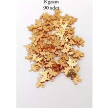 İlk El Grup Oya Abiye Bileklik Kolye Pleksi Metalik Plastik Pul Altın Renk 8 Gram 90 Adet - BNC495