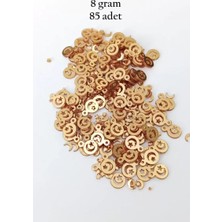 İlk El Grup Oya Abiye Bileklik Kolye Pleksi Metalik Plastik Pul Altın Renk 8 Gram 85 Adet - BNC483