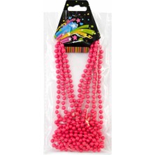 İlk El Grup  Neon Pembe Boncuk Kolye 80 cm – Retro 80’ler 90’lar Parti Aksesuarı