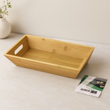 İlk El Grup Bambu Dikdörtgen Sunum Tepsisi 16X30X4.5 cm (Çift Kulplu)