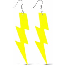 İlk El Grup  80’ler 90'lar Retro Neon Sarı Şimşek Küpe 10 cm