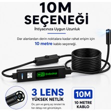 Uninet Iphone Için 10 Metre Wifi Özellikli 3 Kameralı Endoskop Yılan  Kamera 1080P Hd