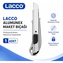 Danacı Kırtasiye Lacco Alumunex Alüminyum Maket Bıçağı Profesyonel Metal Gövdeli Falçata Maket Karton Koli Kesme Bıçağı 1 Adet