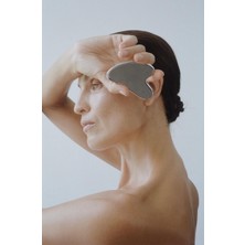 Paslanmaz Çelik Gua Sha Yüz Masaj Aleti - Ödem Karşıtı, Lenfatik Drenaj ve Lifting Etkili Masaj Taşı-Yüz Yoga- Face Yoga-Lymphatic Drainage