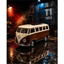 Scntoys Volkswagen T1 Minibüs Diecast Model Araba Kahverengi Özel Standlı Klasik Nostaljik Minibüs