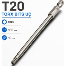 Manyetik Uzun Torx T20 Bits Uç 100 mm 10 cm Uzun Tornavida Matkap Vidalama Manyetik Vidalama Ucu