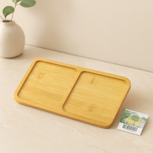 İlk El Grup Bambu Ahşap 2 Bölmeli Dikdörtgen Mini Tepsi - 12X23.4 cm