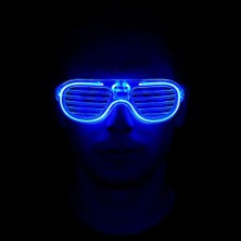 İlk El Grup  Mavi LED Işıklı Parti Gözlüğü - Neon Glow Şerit Gözlük 3 Modlu