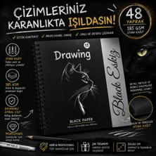 Dream Art Galery DreamArt Galery Dreamart Galery Black Eskiz Defteri 20X20 cm Siyah Kağıt Çizim Defteri 48 Yaprak - Black Paper Sketchbook Kare Spiral