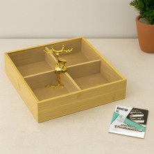 İlk El Grup 4 Bölmeli Bambu Servis Sunumluk 22X22X5 cm