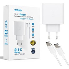İlk El Grup Weko WK-21440 S11-C 25 Watt Telefon Şarj Başlık Adaptörü + Type-C To Type-C Kablo