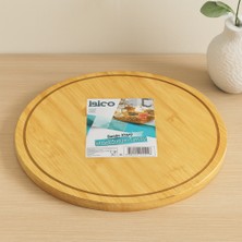 İlk El Grup Yuvarlak 29.7 cm Bambu Döner Sunum Tepsisi (360°)
