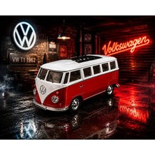 Scntoys Volkswagen T1 Minibüs Diecast Model Araba Özel Standlı Volkswagen T1 Minibüs Kırmızı