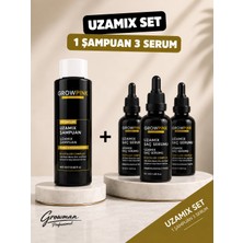 Growpink Hızlı Saç Uzatıcı Uzamix Şampuan ve 3'lü Serum Seti - Dökülme Karşıtı Güçlendirici