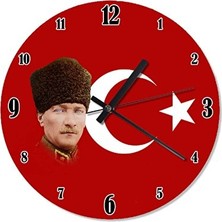 Lusenne Duvar Saati: Atatürk ve Bayrak, Güncel ve Şık Tasarım