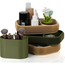Lusenne Makyaj & Takı Organizeri: 3 Katlı Masaüstü Makyaj ve Banyo Düzenleyici - Oval Tasarım