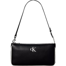 Calvin Klein Kadın Çıkarılabilir Uzun Askılı Ck Logo Detaylı Fermuarlı Siyah Omuz Çantası LV04F1220G-UB1