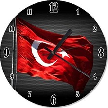 Lusenne Duvar Saati: Türk Bayrağı Temalı 30 cm Çap , Vatansever Dekorasyon
