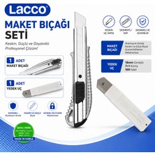 Danacı Kırtasiye Lacco Alumunex Maket Bıçağı Seti 1 Maket Bıçağı + 1 Yedek Uç 18 mm Alüminyum Gövde Profesyonel Kesici
