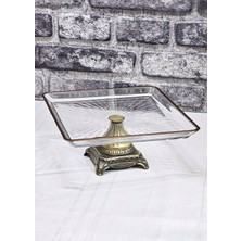 SEÇKİNEV Madlen Kare 24*24, Döküm Metal Gt Ayaklı Sunum Tabağı Altın/gümüş/eskitme