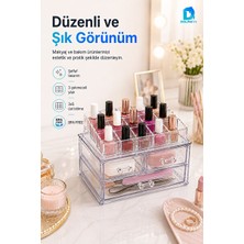Lusenne Makyaj & Takı Organizeri: Üç Çekmeceli Oje ve Kozmetik Düzenleyici, 23X14X16 Cm, Çok Fonksiyonlu
