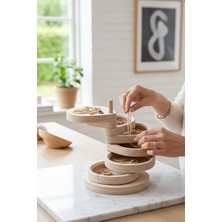 Lusenne Makyaj & Takı Organizeri: 7 Katlı Döner Makyaj ve Takı Saklama Kutusu, Ahşap Dekoratif