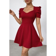 Alyn Wear Kadın Kısa Kollu V Yakalı Kiloş Mini Ithal Krep Elbise