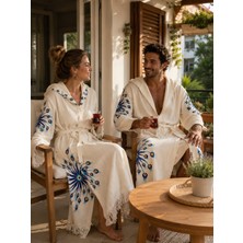 AQUATOLIA Müslin Çiçek Göz Bornoz - Deniz,havuz,spa,banyo %100 Pamuklu- Unisex Bornoz