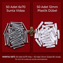 Aras Endüstri 50 Adet 6X70 Sunta Vidası ve 50 Adet 12MM Plastik Dübel Montaj Seti