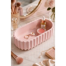Lusenne Makyaj & Takı Organizeri: Pembe Oval Dekoratif Makyaj ve Takı Organizeri